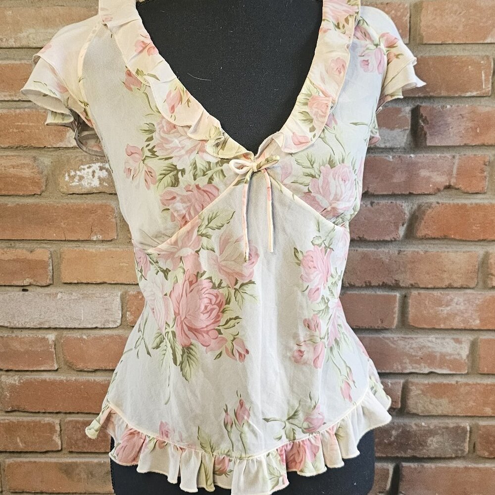 Victoria’s Secret Floral Ruffle Blouse – Size L